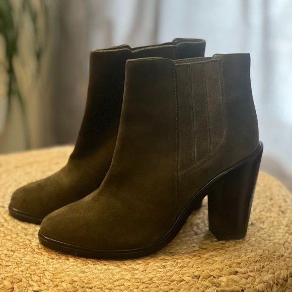 sz 37 Joie green suede ankle boots NEVER WORN - Picture 1 of 7